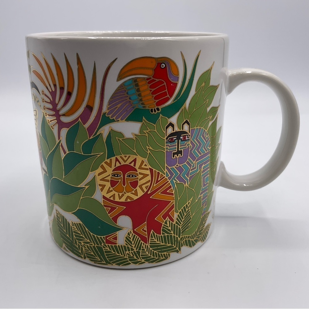 Laurel Burch "The Secret Jungle" Beautiful Vintage 1989 Coffee Tea Mug Cat Anima